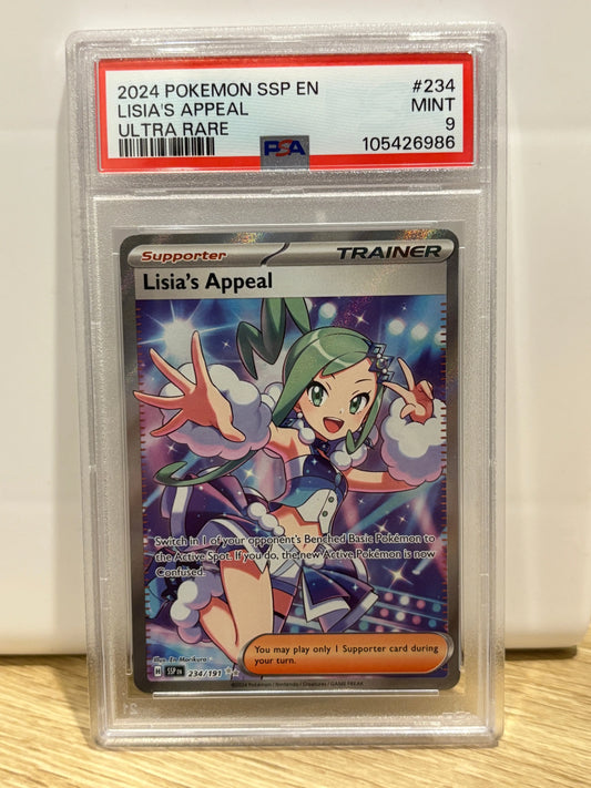 2024 Pokemon Surging Sparks Lisia’s Appeal 234/191 PSA 9 FRENLY BRICKS - Open 7 Days