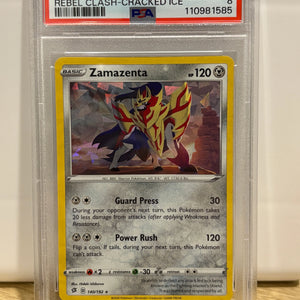 2020 Pokemon Rebel Clash SWSH Cracked Ice Holo Zamazenta 140/192 PSA 8 FRENLY BRICKS - Open 7 Days