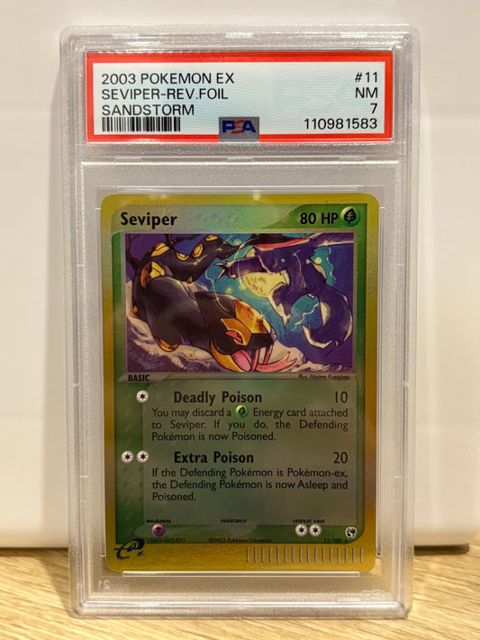2003 Pokemon EX Sandstorm Seviper 11/100 Reverse Holo PSA 7 FRENLY BRICKS - Open 7 Days