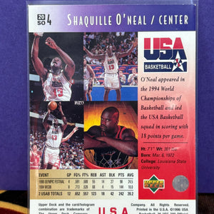 Shaquille ONeal Center USA Basketball Upper Deck 1996 Card 20 Sports Memorabilia (1) FRENLY BRICKS - Open 7 Days
