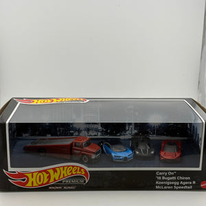 Hot Wheels Premium Carry On 4 Car Set Bugatti McLaren FRENLY BRICKS - Open 7 Days