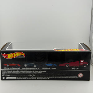 Hot Wheels Premium Carry On 4 Car Set Bugatti McLaren FRENLY BRICKS - Open 7 Days