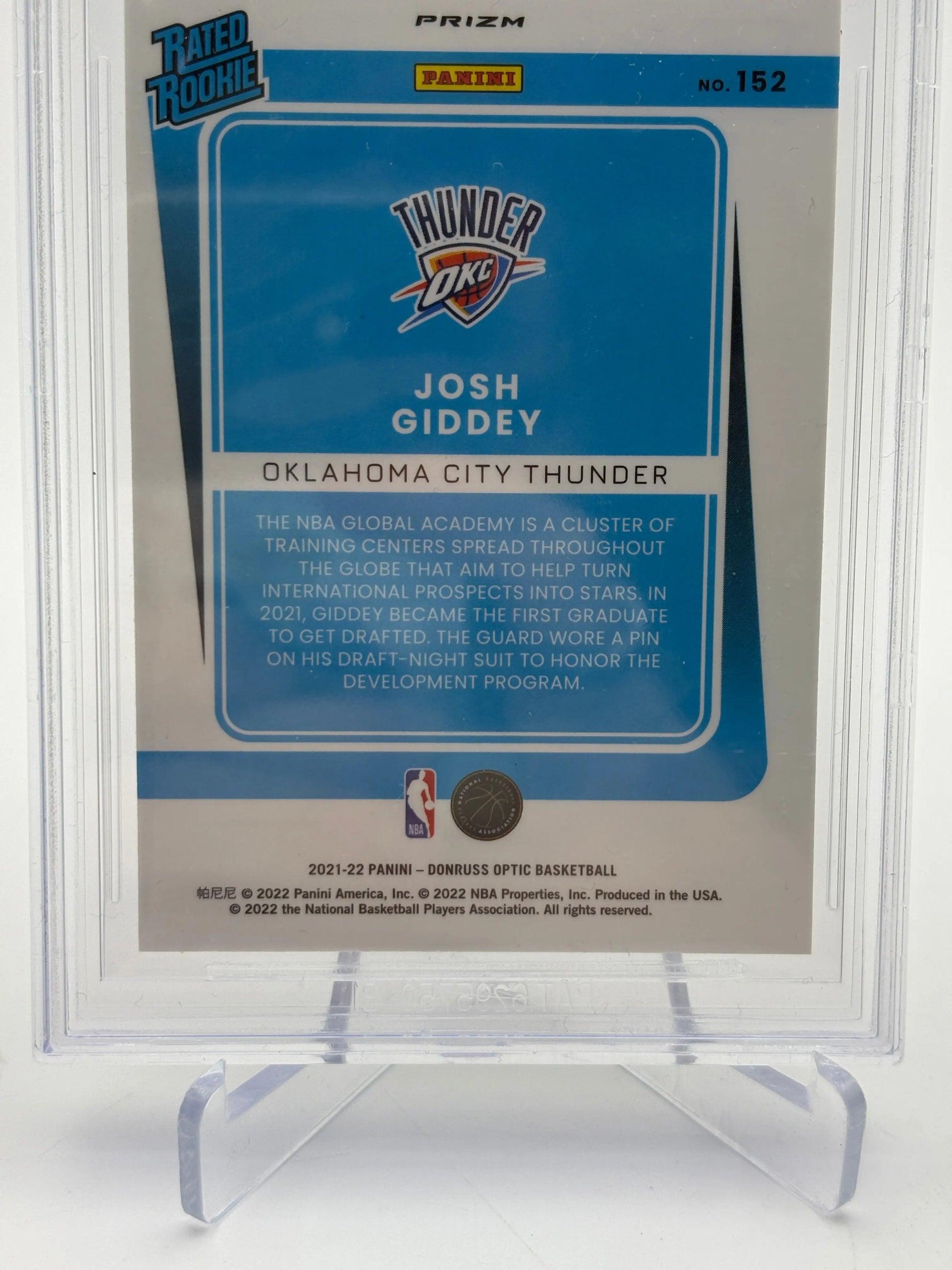 2021-22 Donruss Optic Holo #152 Josh Giddey Beckett 9 MINT FRENLY BRICKS - Open 7 Days