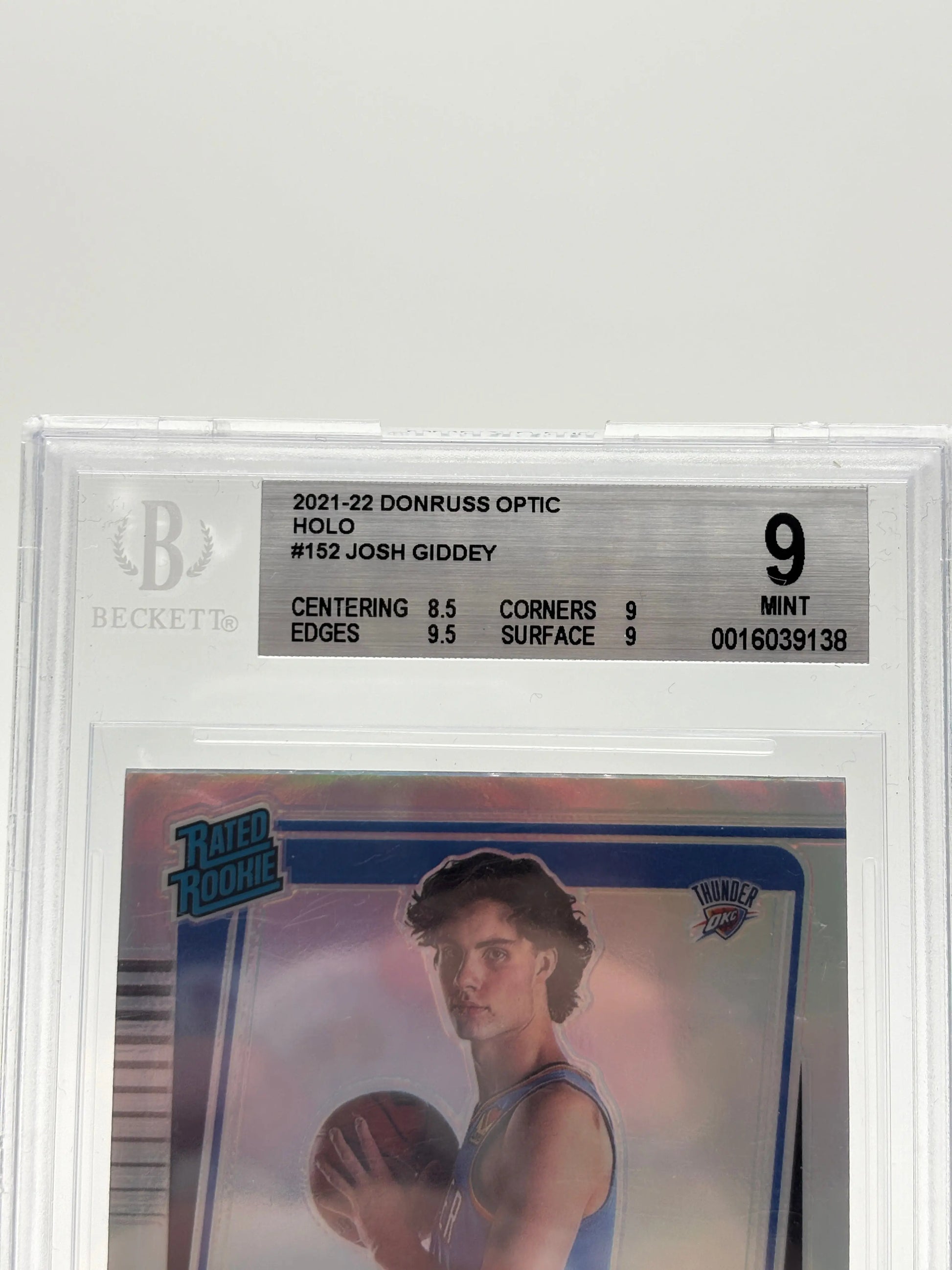 2021-22 Donruss Optic Holo #152 Josh Giddey Beckett 9 MINT FRENLY BRICKS - Open 7 Days