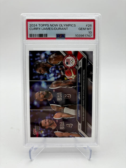 2024 Topps Now Olympics #26 Curry/James/Durant PSA 10 Gem Mint FRENLY BRICKS - Open 7 Days