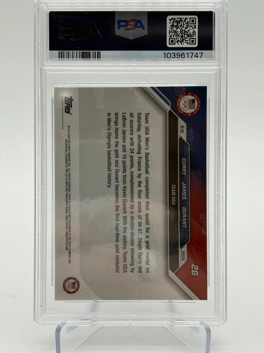 2024 Topps Now Olympics #26 Curry/James/Durant PSA 10 Gem Mint FRENLY BRICKS - Open 7 Days