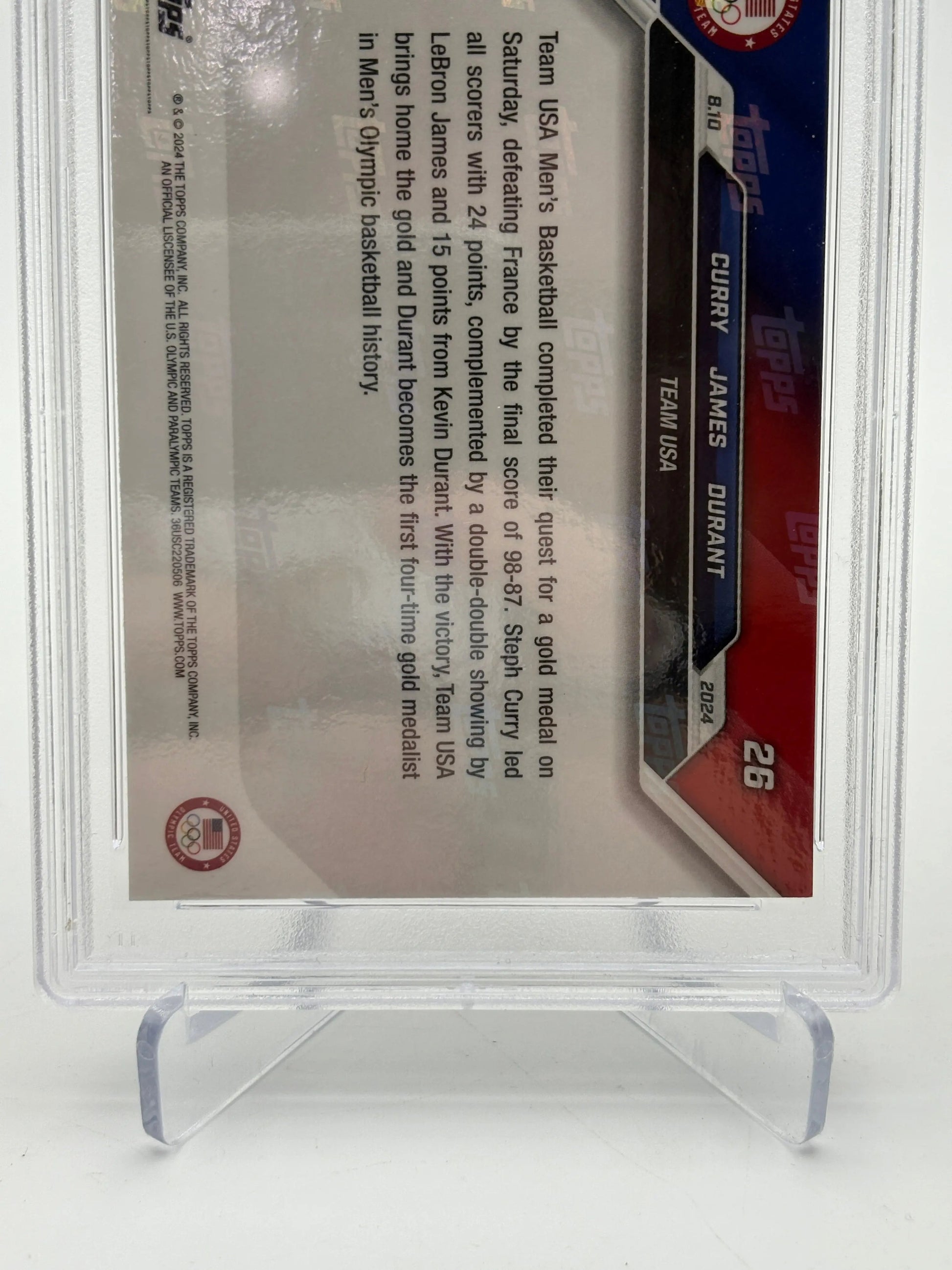 2024 Topps Now Olympics #26 Curry/James/Durant PSA 10 Gem Mint FRENLY BRICKS - Open 7 Days