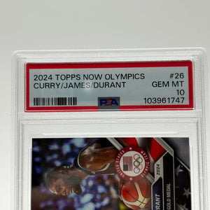 2024 Topps Now Olympics #26 Curry/James/Durant PSA 10 Gem Mint FRENLY BRICKS - Open 7 Days