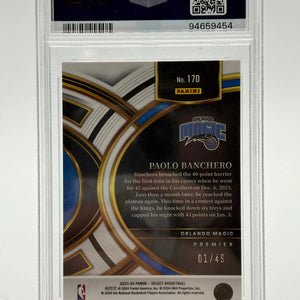 2023 Panini Select Premier Level Red Disco Prizm /49 Paolo Banchero PSA 9 MINT FRENLY BRICKS - Open 7 Days