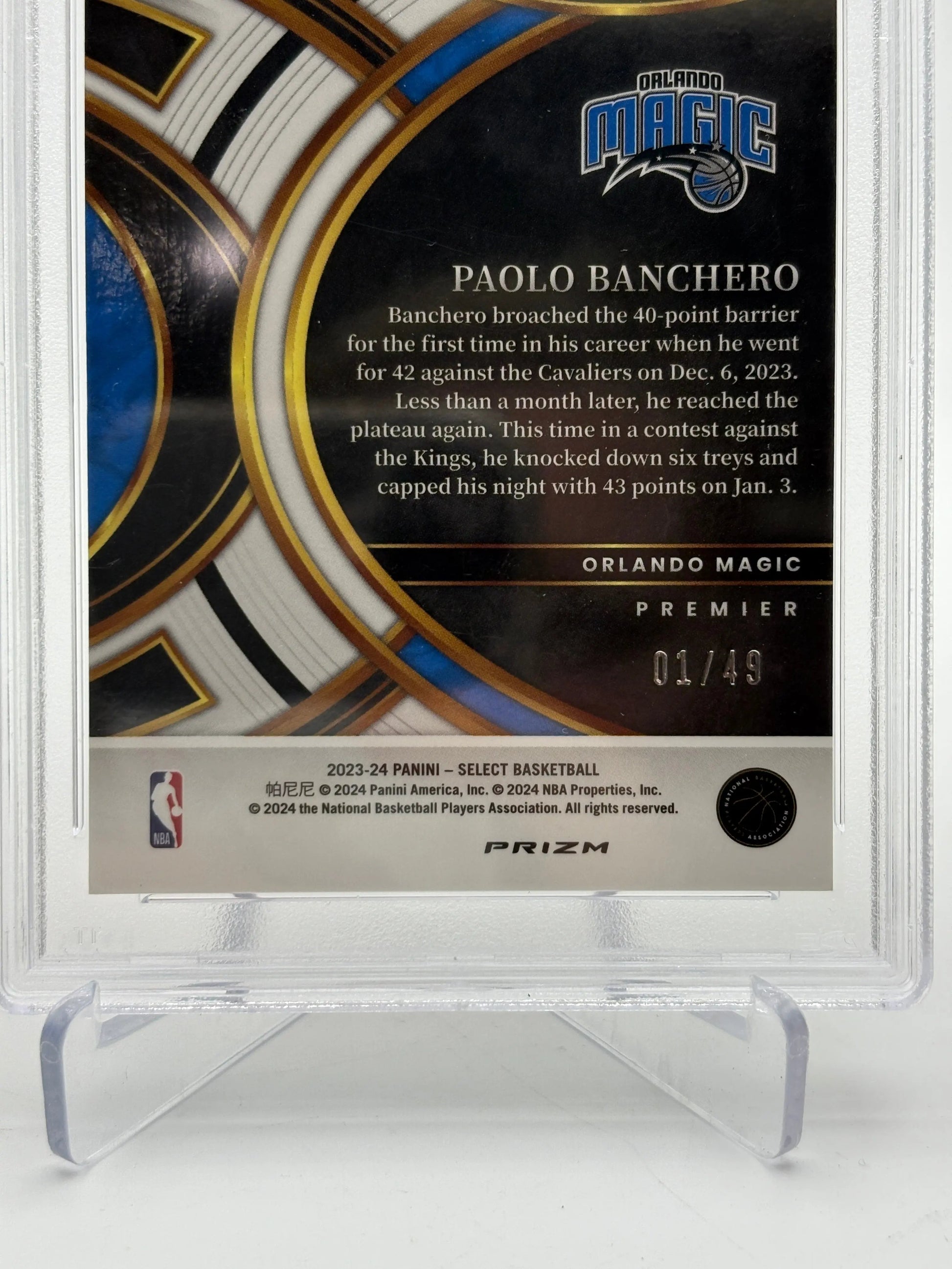 2023 Panini Select Premier Level Red Disco Prizm /49 Paolo Banchero PSA 9 MINT FRENLY BRICKS - Open 7 Days