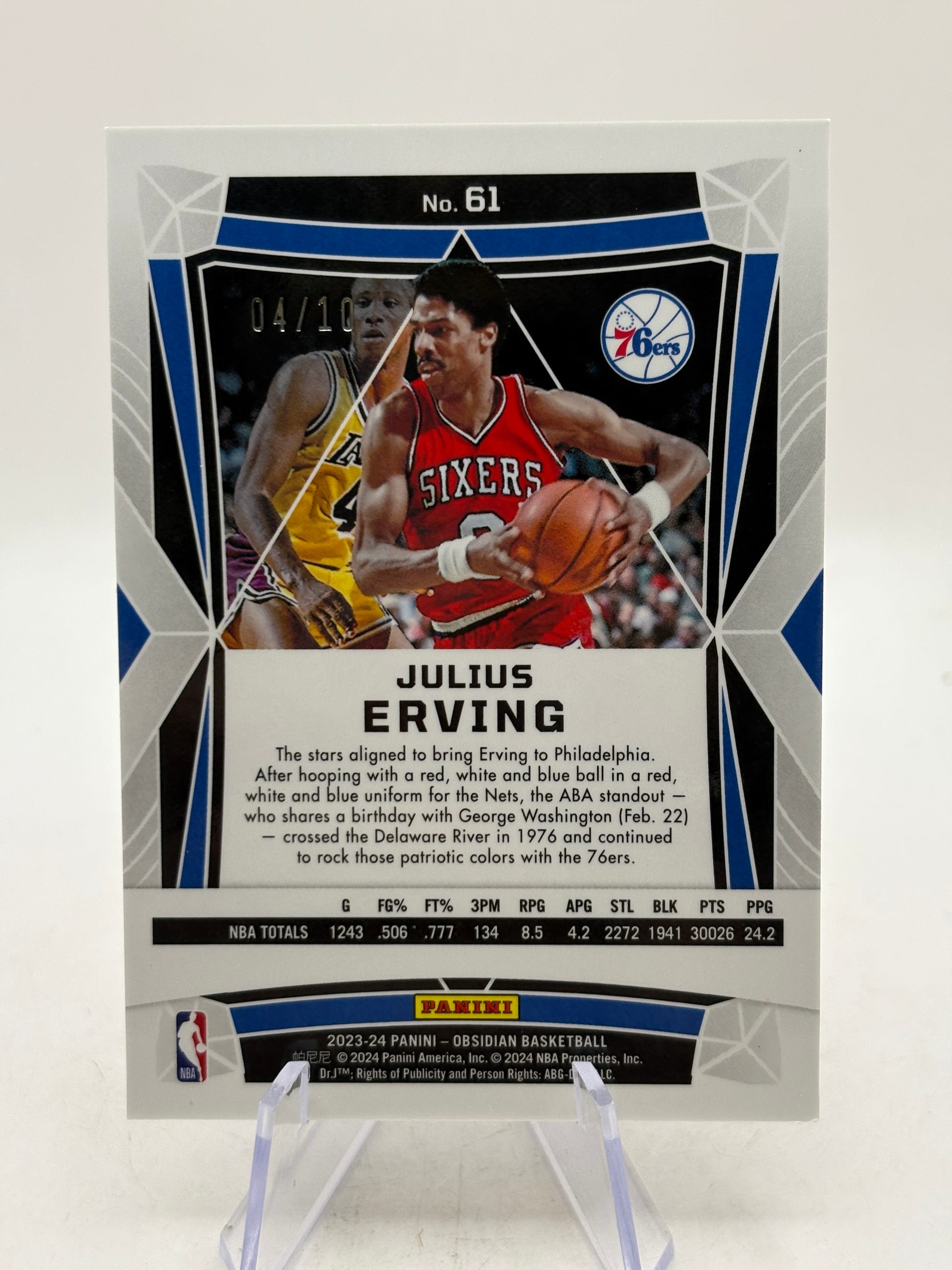 2023-24 Panini Obsidian Basketball #61 Julius Irving 04/10 Mojo image 2