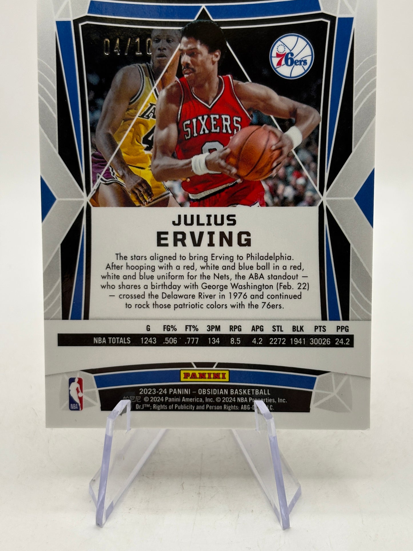 2023-24 Panini Obsidian Basketball #61 Julius Irving 04/10 Mojo