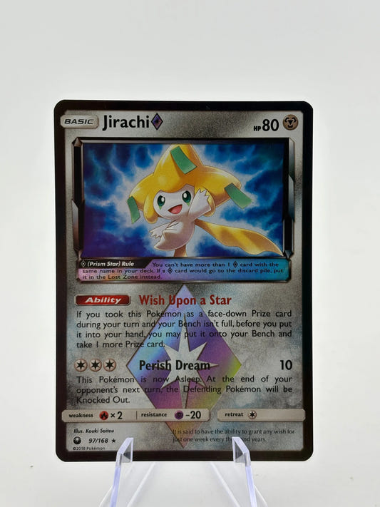 Pokemon TCG Sun Moon Celestial Storm - Jirachi Prism 97/168 Rare Holo Lp FRENLY BRICKS - Open 7 Days