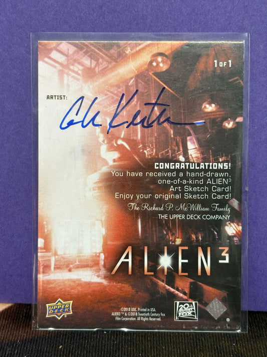 2018 Upper Deck Alien 3 Artist Sketch Card 1/1 FRENLY BRICKS - Open 7 Days