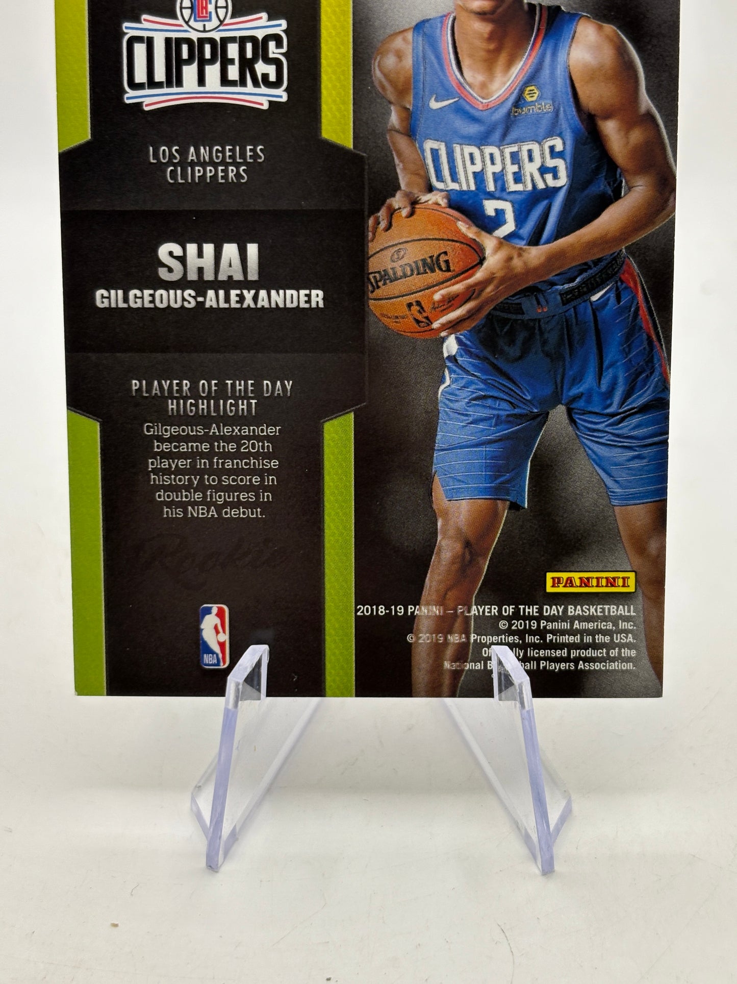 2018-19 Player of the Day Basketball #RC8 Shai Gilgeous Alexander