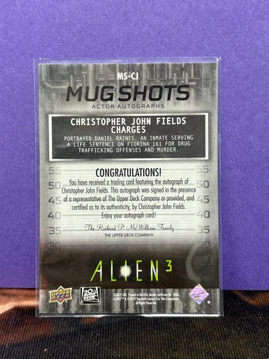 2021 Upper Deck Alien 3 Mug Shots Autograph Card Christopher John Fields GREEN AUTO FRENLY BRICKS - Open 7 Days