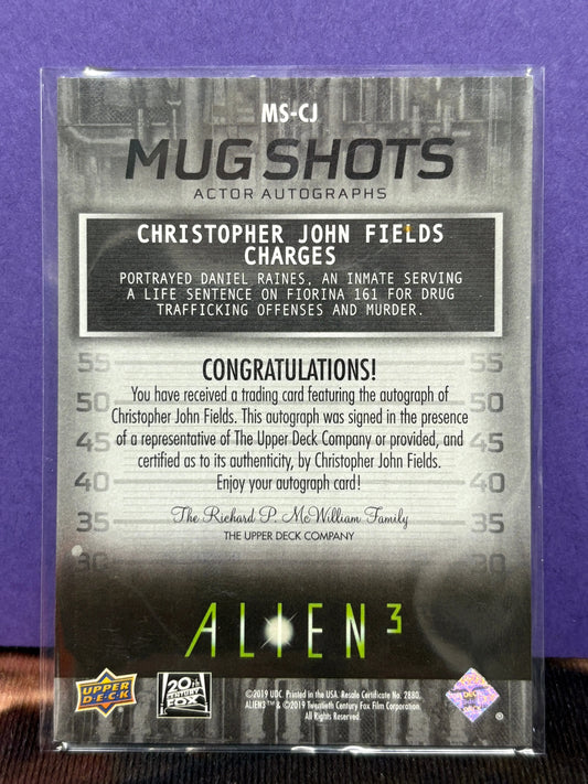 2021 Upper Deck Alien 3 Mug Shots Autograph Card Christopher John Fields (1) FRENLY BRICKS - Open 7 Days