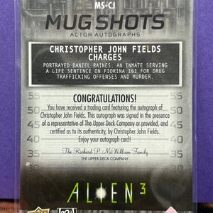 2021 Upper Deck Alien 3 Mug Shots Autograph Card Christopher John Fields (1) FRENLY BRICKS - Open 7 Days