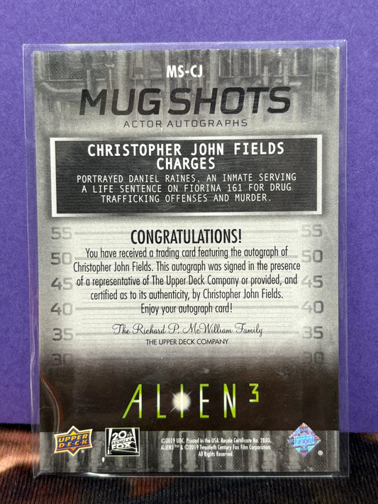2021 Upper Deck Alien 3 Mug Shots Autograph Card Christopher John Fields (2) FRENLY BRICKS - Open 7 Days