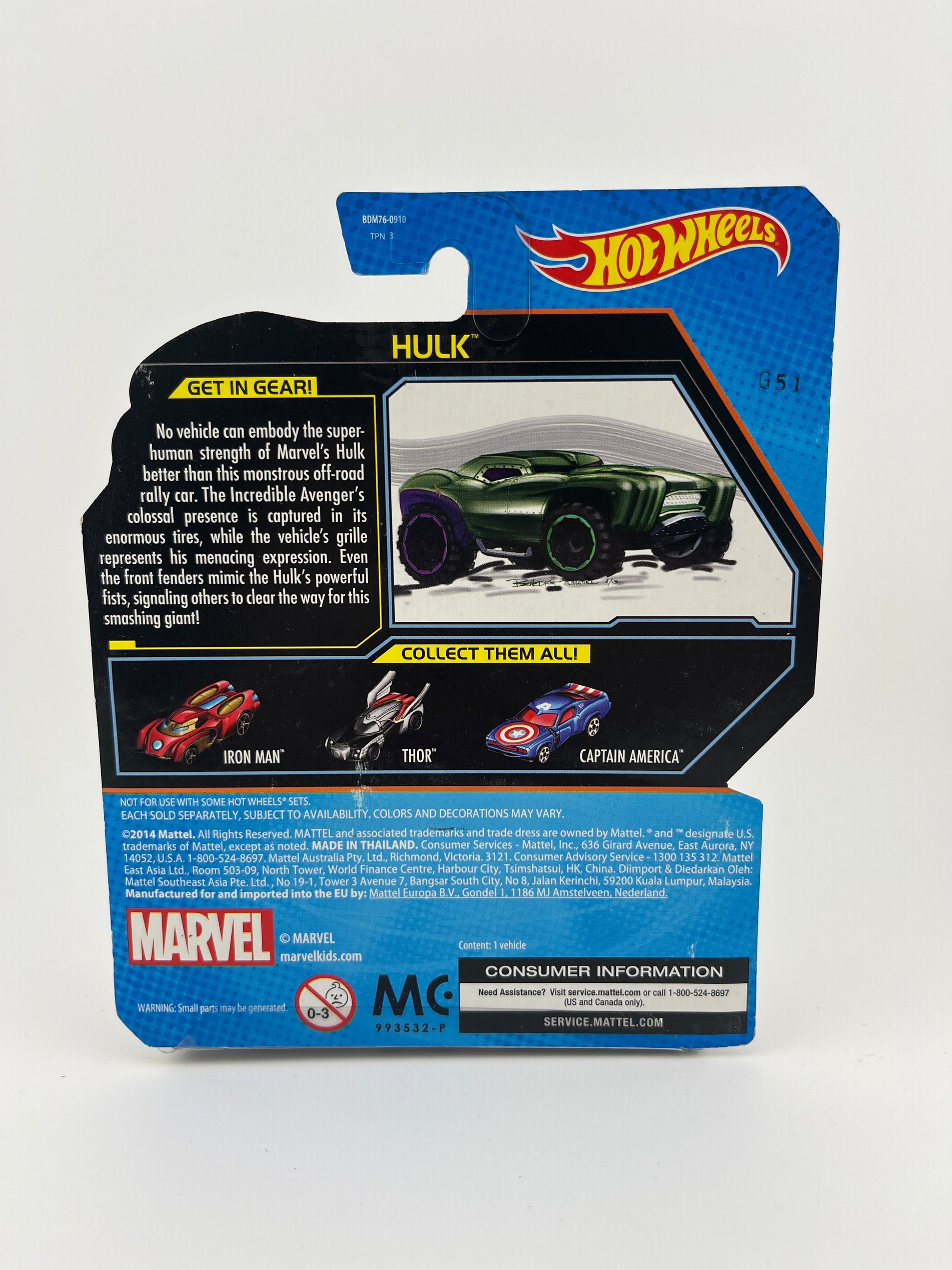 Hot Wheels 2014 - Character Cars - Marvel's The Hulk Car 1/64 Scale New in Box FRENLY BRICKS - Open 7 Days