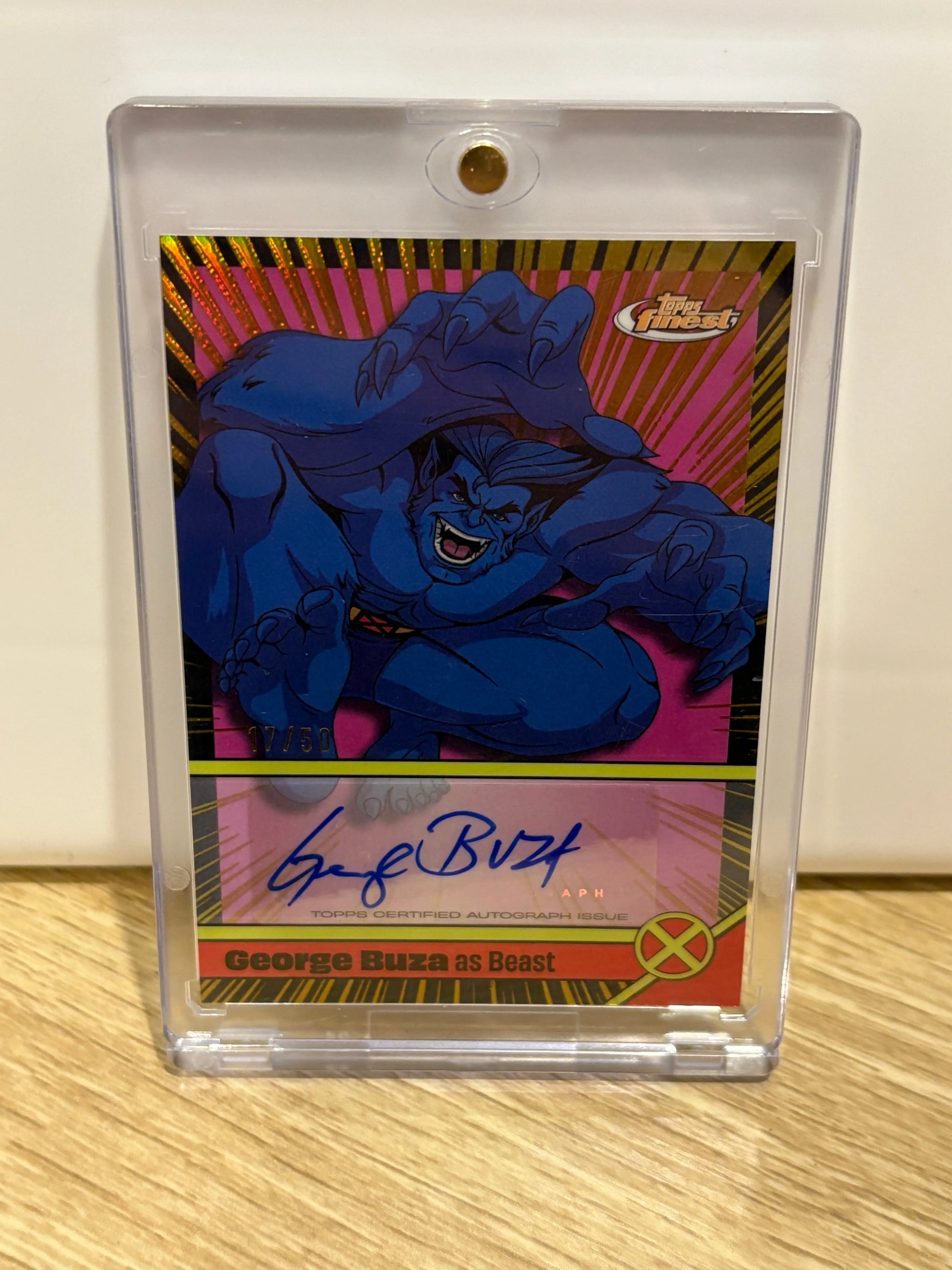 2025 Topps Finest Marvel George Buza As Beast Gold Refractor Auto /50 FRENLY BRICKS - Open 7 Days