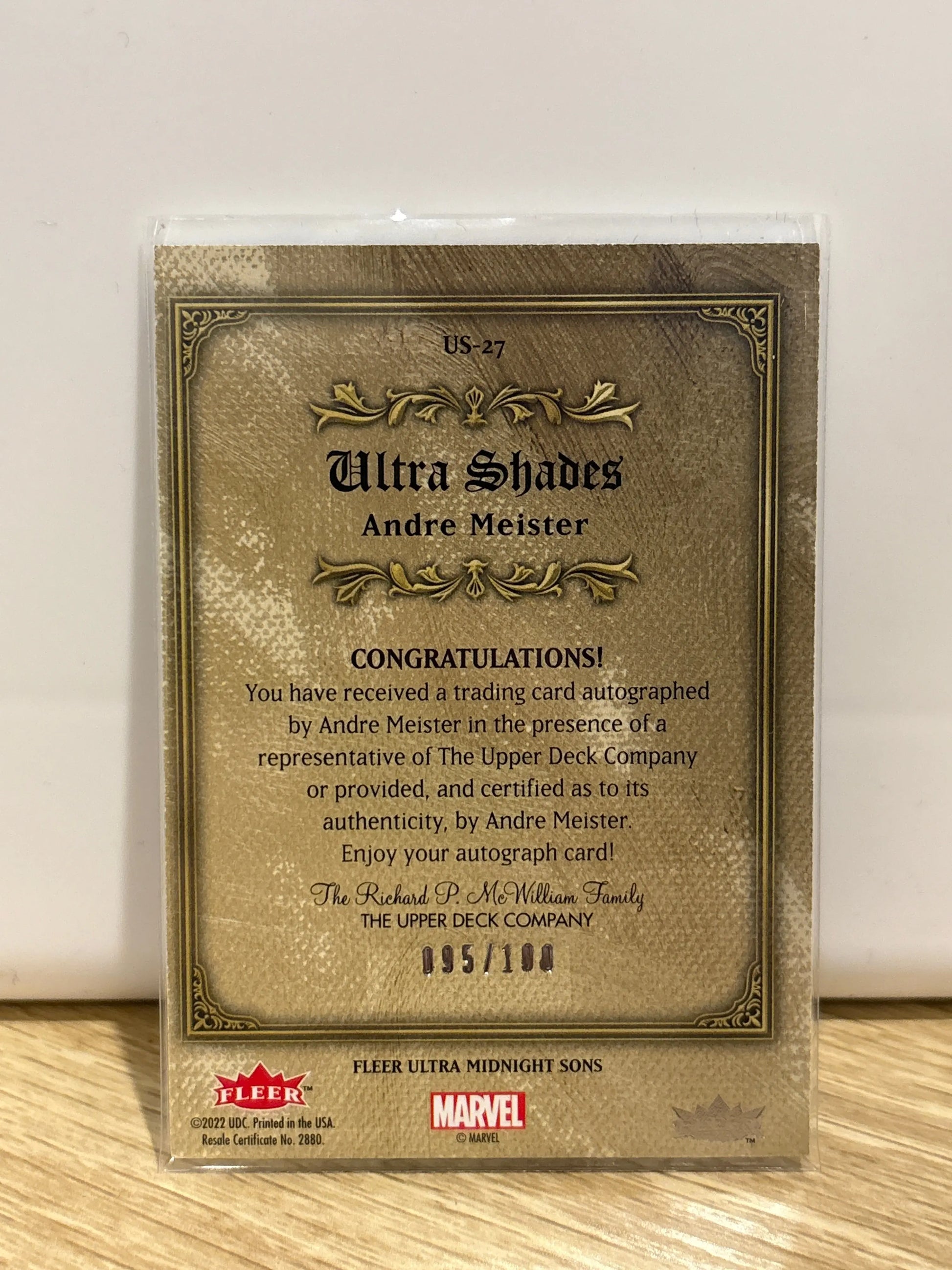 2023 Fleer Ultra Midnight Sons Shades /100 by Andre Meister Morbius Auto FRENLY BRICKS - Open 7 Days