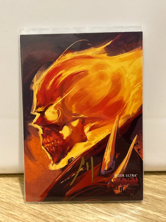 2023 Fleer Ultra Midnight Sons Shades Auto Andre Meister /100 Johnny Blaze FRENLY BRICKS - Open 7 Days