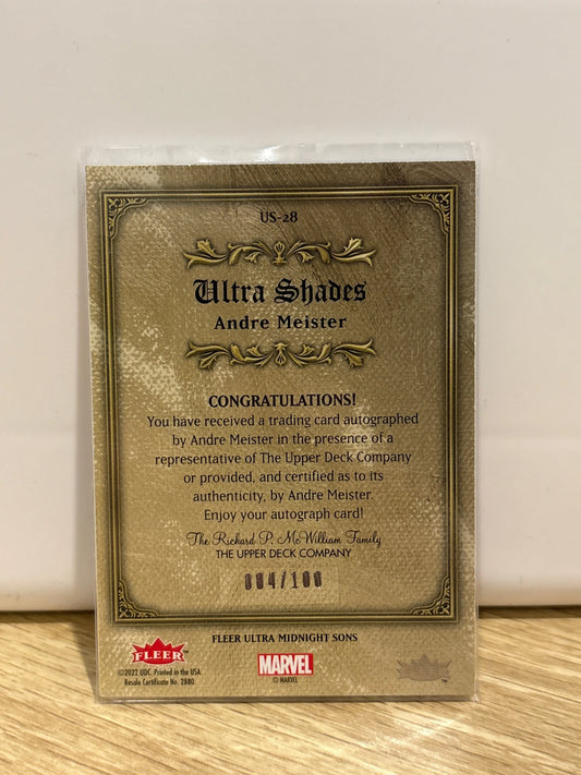 2023 Fleer Ultra Midnight Sons Shades Auto Andre Meister /100 Johnny Blaze FRENLY BRICKS - Open 7 Days