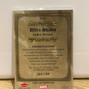 2023 Fleer Ultra Midnight Sons Shades Auto Andre Meister /100 Johnny Blaze FRENLY BRICKS - Open 7 Days