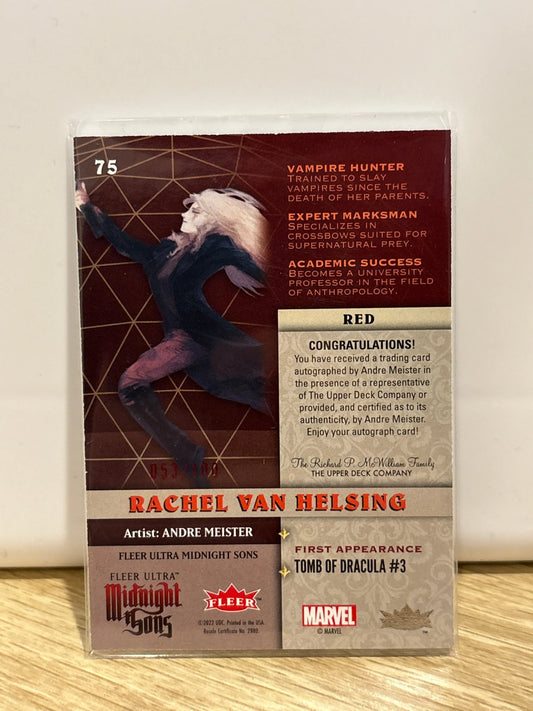 2023 Fleer Ultra Midnight Sons Red Rachel Van Helsing by Andre Meister Auto /100 FRENLY BRICKS - Open 7 Days
