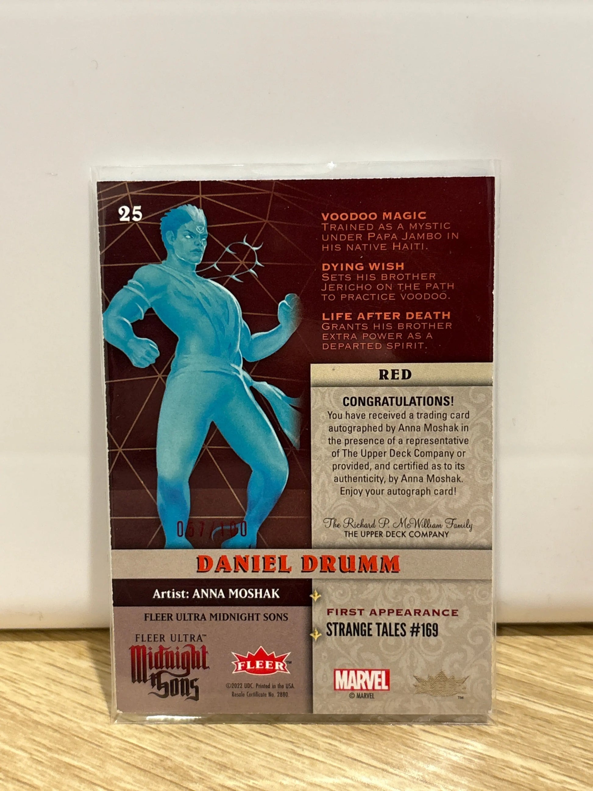 2023 Fleer Ultra Midnight Sons Red /100 Daniel Drumm by Anna Moshak #25 Auto 5vc FRENLY BRICKS - Open 7 Days