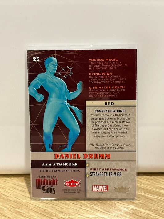 2023 Fleer Ultra Midnight Sons Red /100 Daniel Drumm by Anna Moshak #25 Auto 5vc FRENLY BRICKS - Open 7 Days