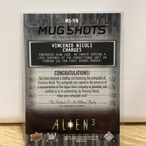 2021 Upper Deck Alien 3 #MS-VN Vincenzo Nicoli Mug Shots Green Autographs (2) FRENLY BRICKS - Open 7 Days
