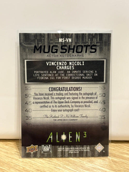 2021 Upper Deck Alien 3 #MS-VN Vincenzo Nicoli Mug Shots Green Autographs (3) FRENLY BRICKS - Open 7 Days