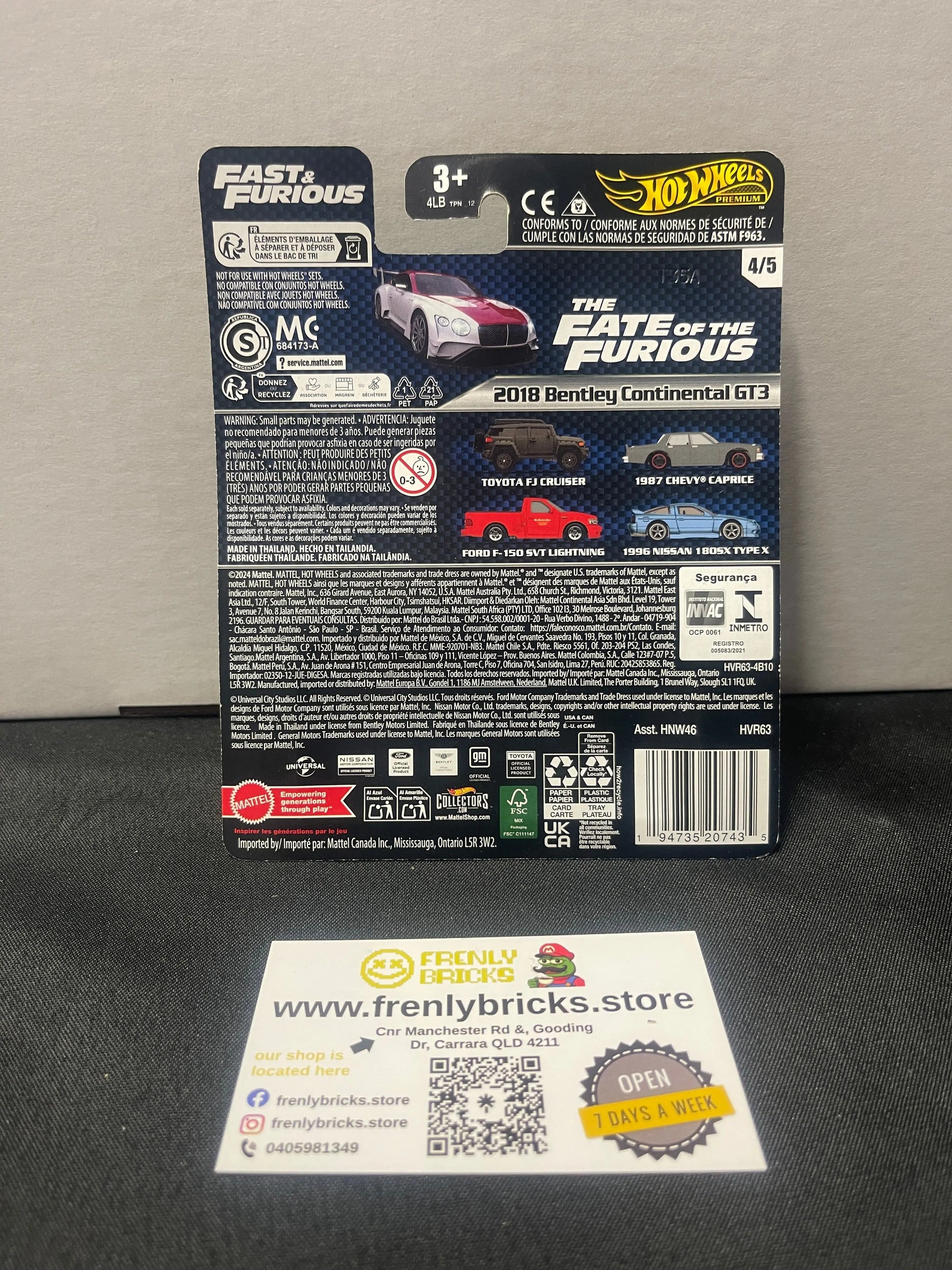 Hot wheels premium Fast & Furious 2018 Bentley Continental GT3 FRENLY BRICKS - Open 7 Days