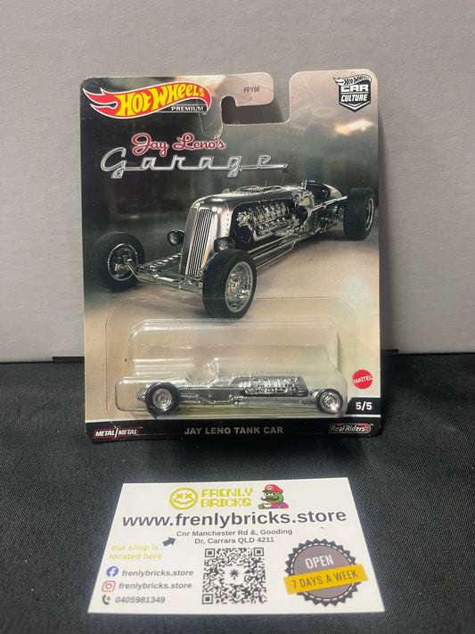 2022 Hot Wheels Premium Car Culture Jay Leno's Garage Tank Car Silver FRENLY BRICKS - Open 7 Days