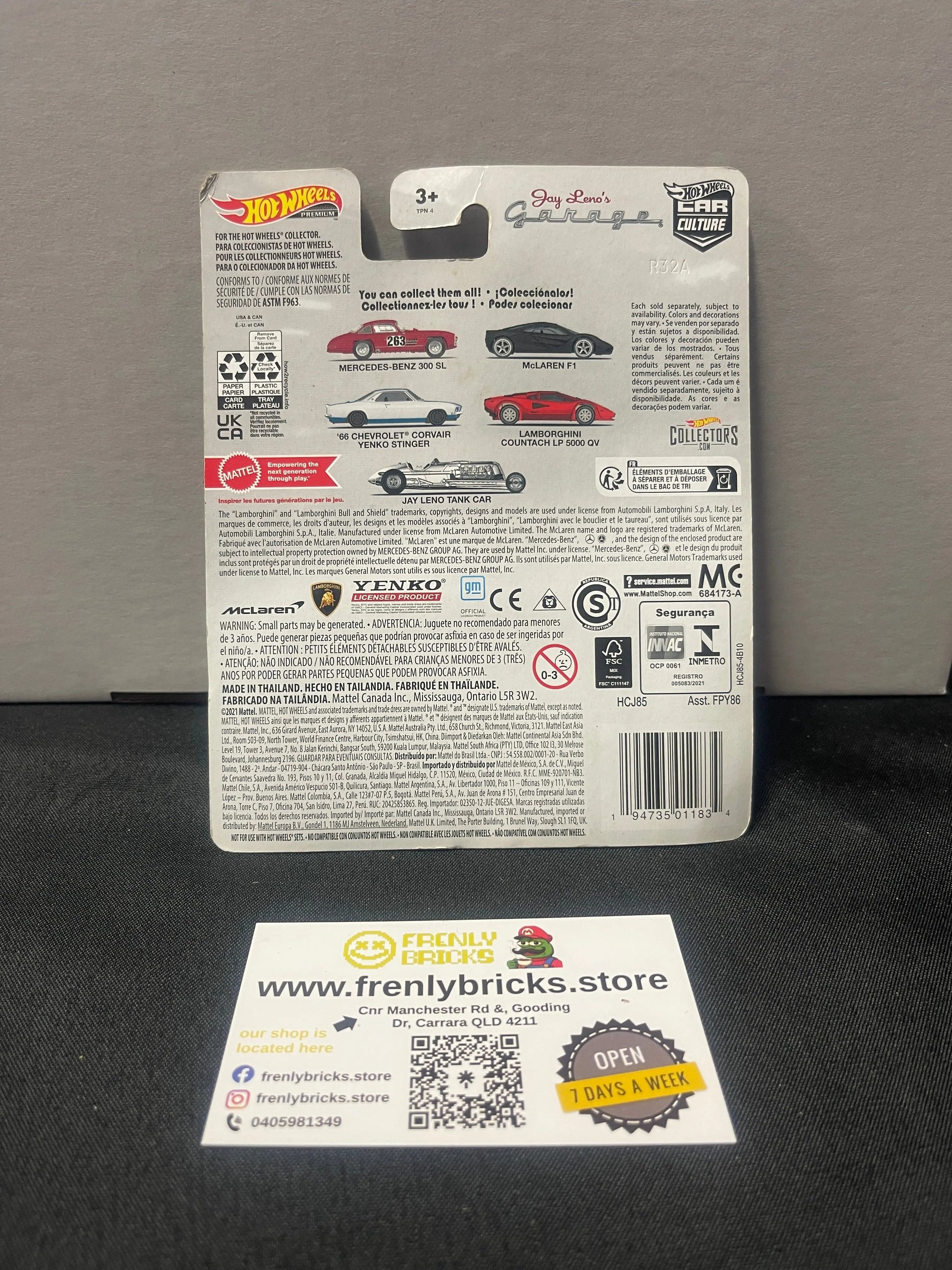 2022 Hot Wheels Premium Car Culture Jay Leno's Garage Tank Car Silver FRENLY BRICKS - Open 7 Days