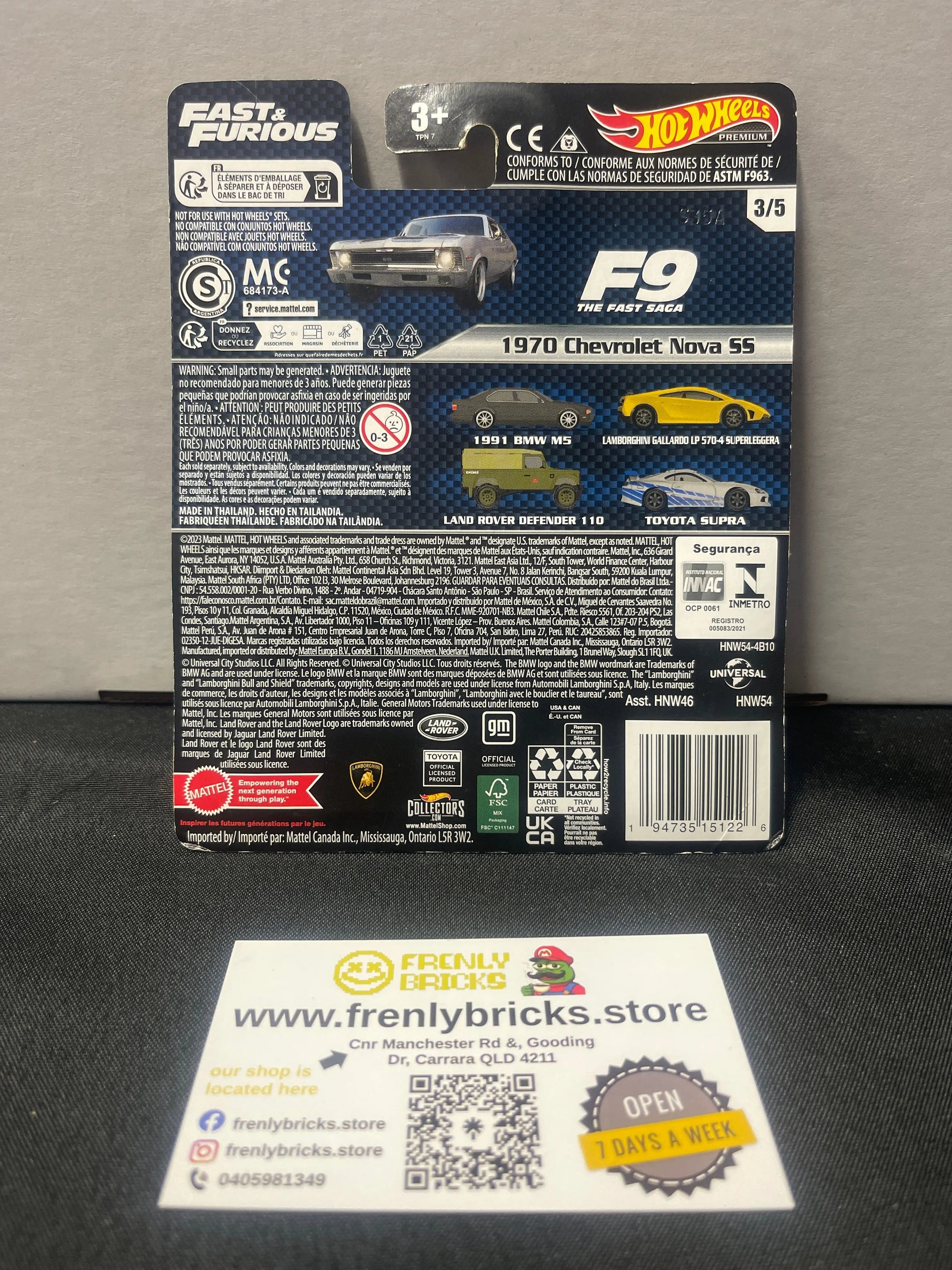 Hot Wheels-1970 Chevrolet Nova SS-Silver-Fast & Furious 3/5 FRENLY BRICKS - Open 7 Days