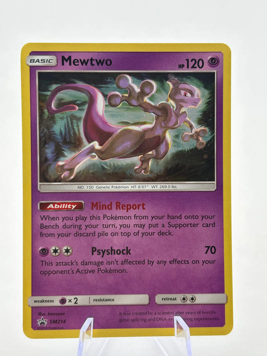 Pokemon TCG Sun Moon - Mewtwo SM214 Black Star Promo Holo LP FRENLY BRICKS - Open 7 Days