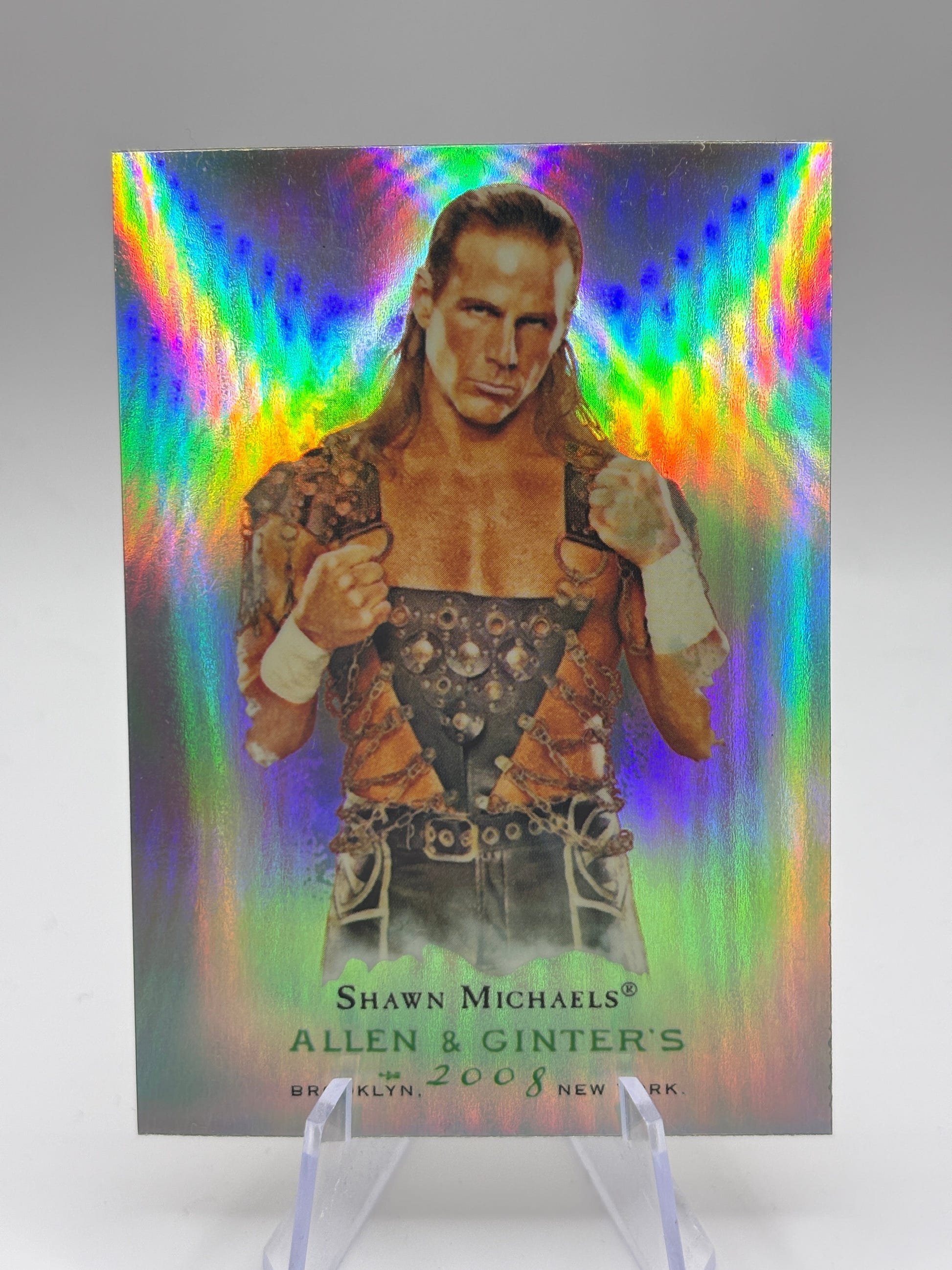 2008 Topps Chrome Heritage III WWE #5 Shawn Michaels Allen & Ginter SILVER REFRACTOR FRENLY BRICKS - Open 7 Days image 1