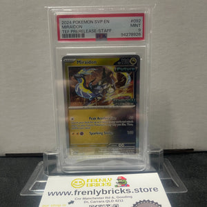 2024 Pokémon Miraidon SVP Temporal Forces Pre-Release STAFF PSA 9 MINT FRENLY BRICKS - Open 7 Days