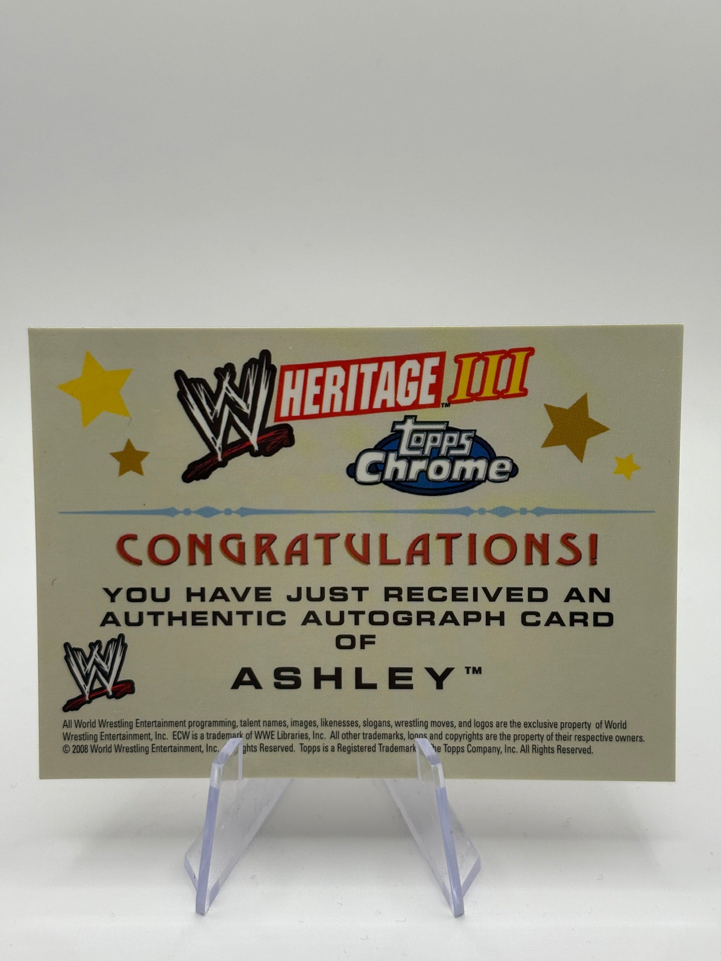 2008 Topps Heritage III Chrome Ashley Massaro WWE Autograph Card Rare FRENLY BRICKS - Open 7 Days