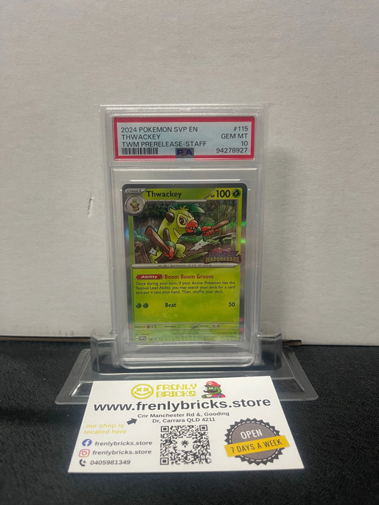 PSA 10 Staff Promo Thwackey Pokemon Twilight Masquerade #115 FRENLY BRICKS - Open 7 Days