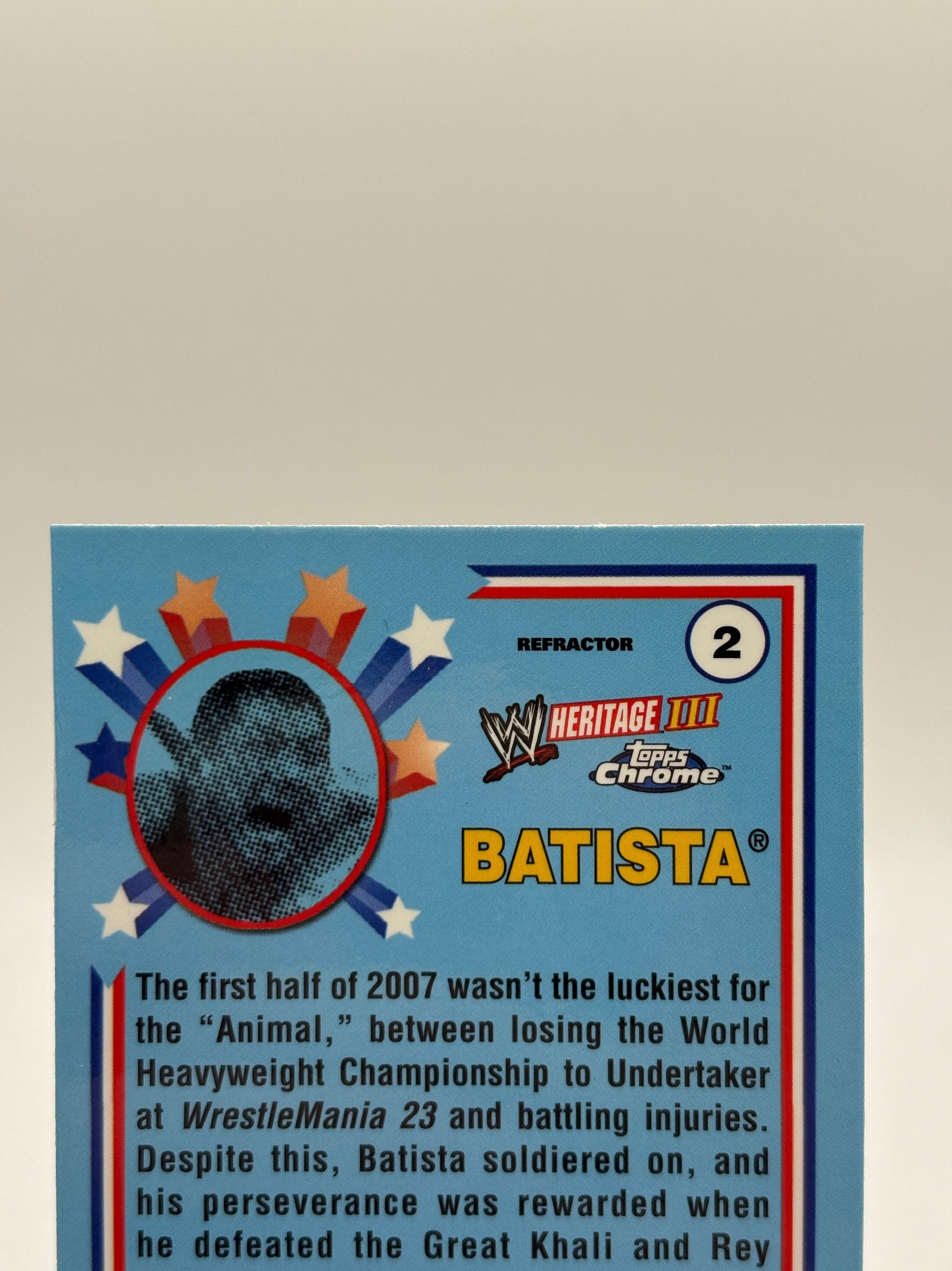 2008 Topps Chrome Heritage III WWE #2 Batista Refractor FRENLY BRICKS - Open 7 Days image 3