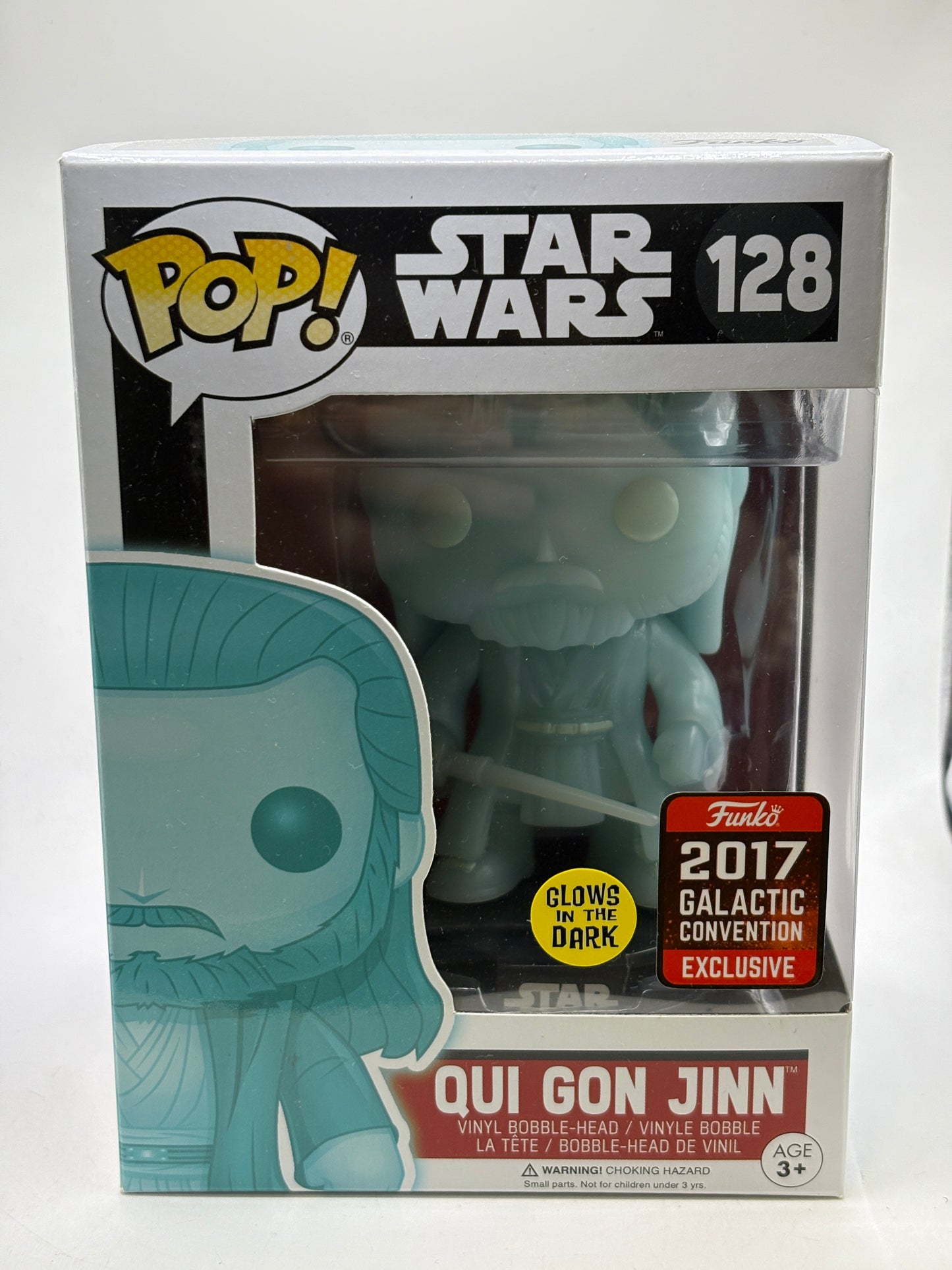 Funko POP! Star Wars #128 Qui Gon Jinn 2017 Galactic Convention Glow