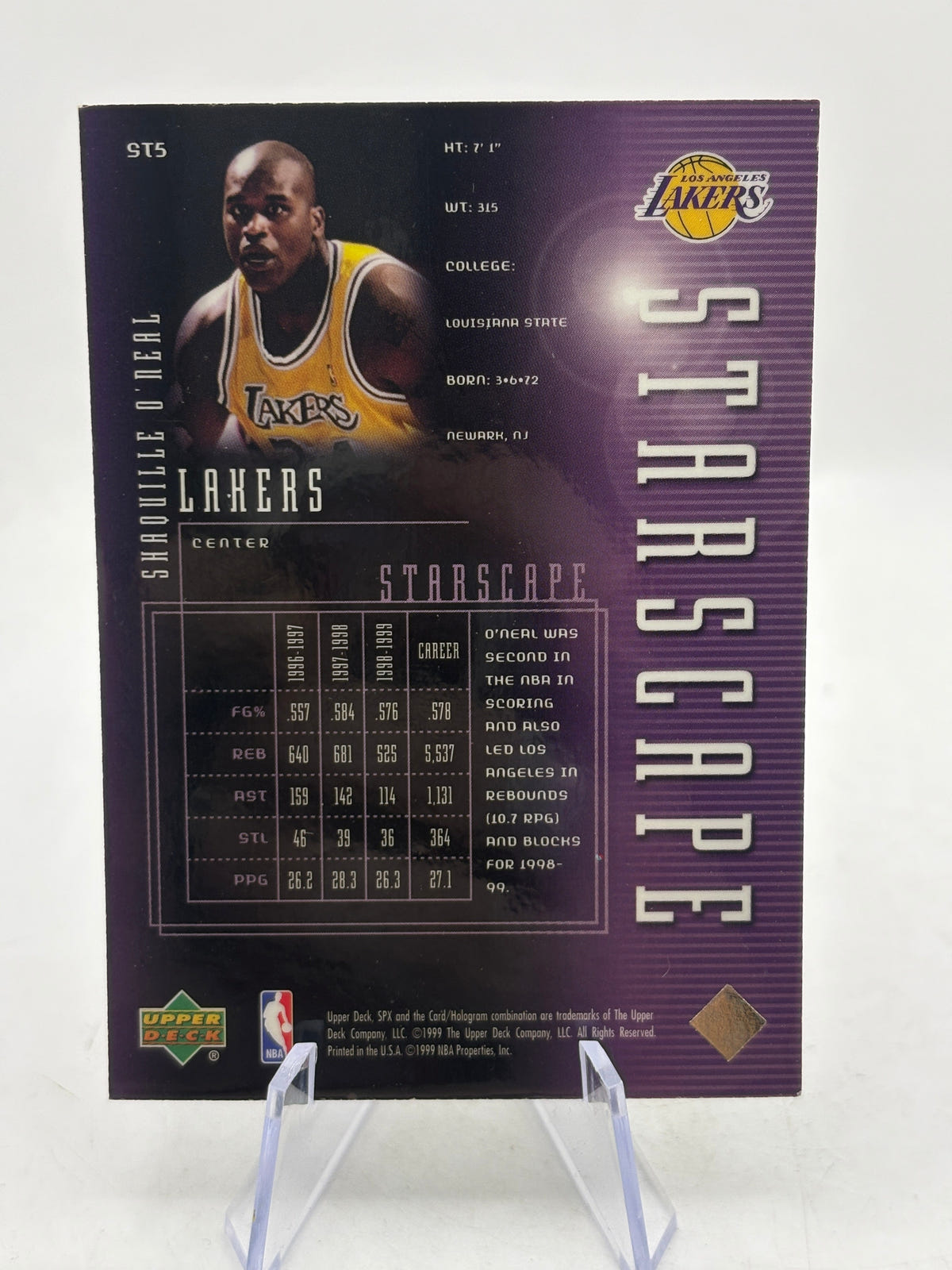 Shaquille O'Neal 1999-00 Upper Deck SPx Starscape Insert FRENLY BRICKS - Open 7 Days image 2