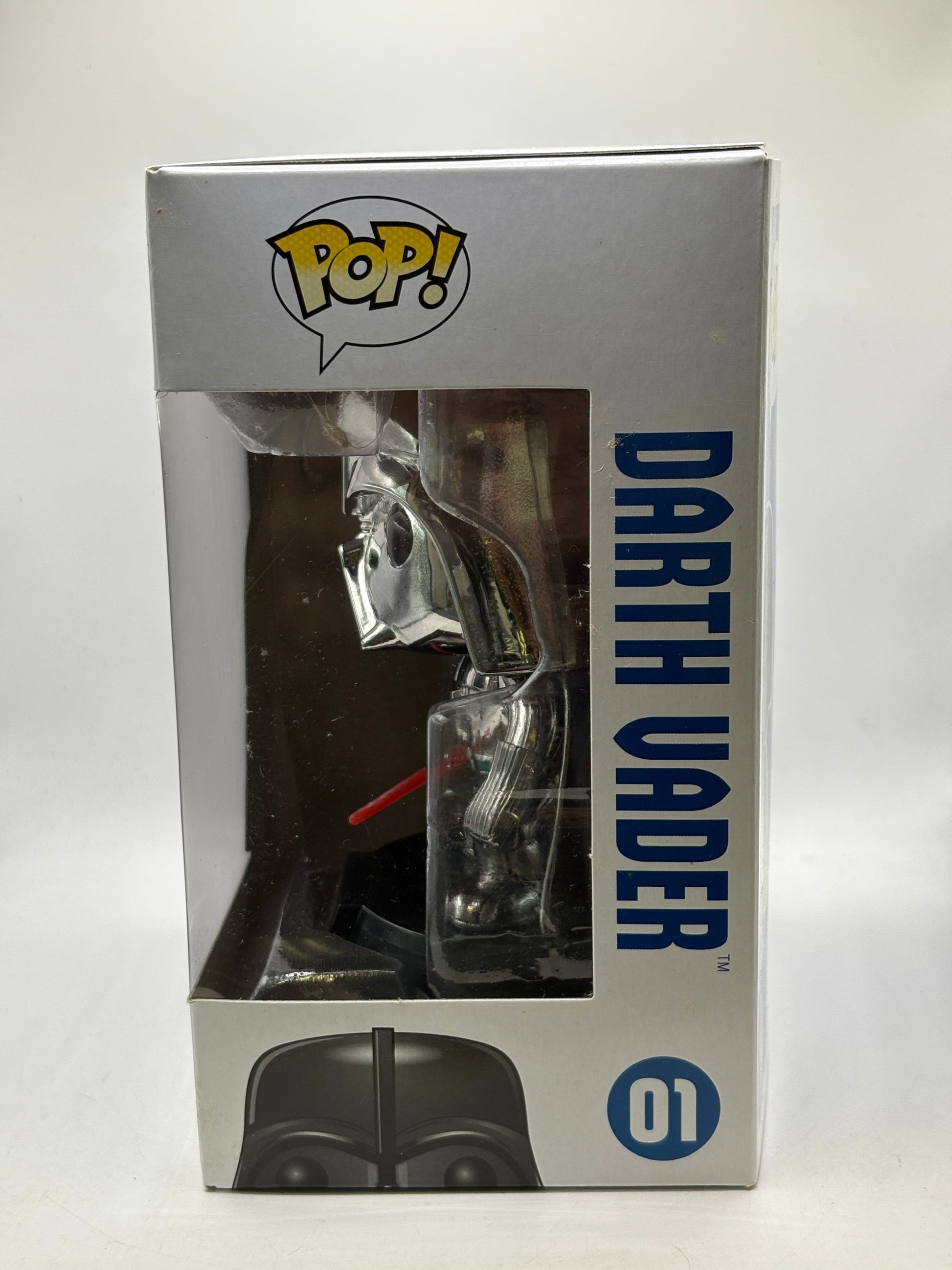Funko POP! Star Wars #01 Darth Vader Chrome Vinyl Bobble-Head Box DMG image 2