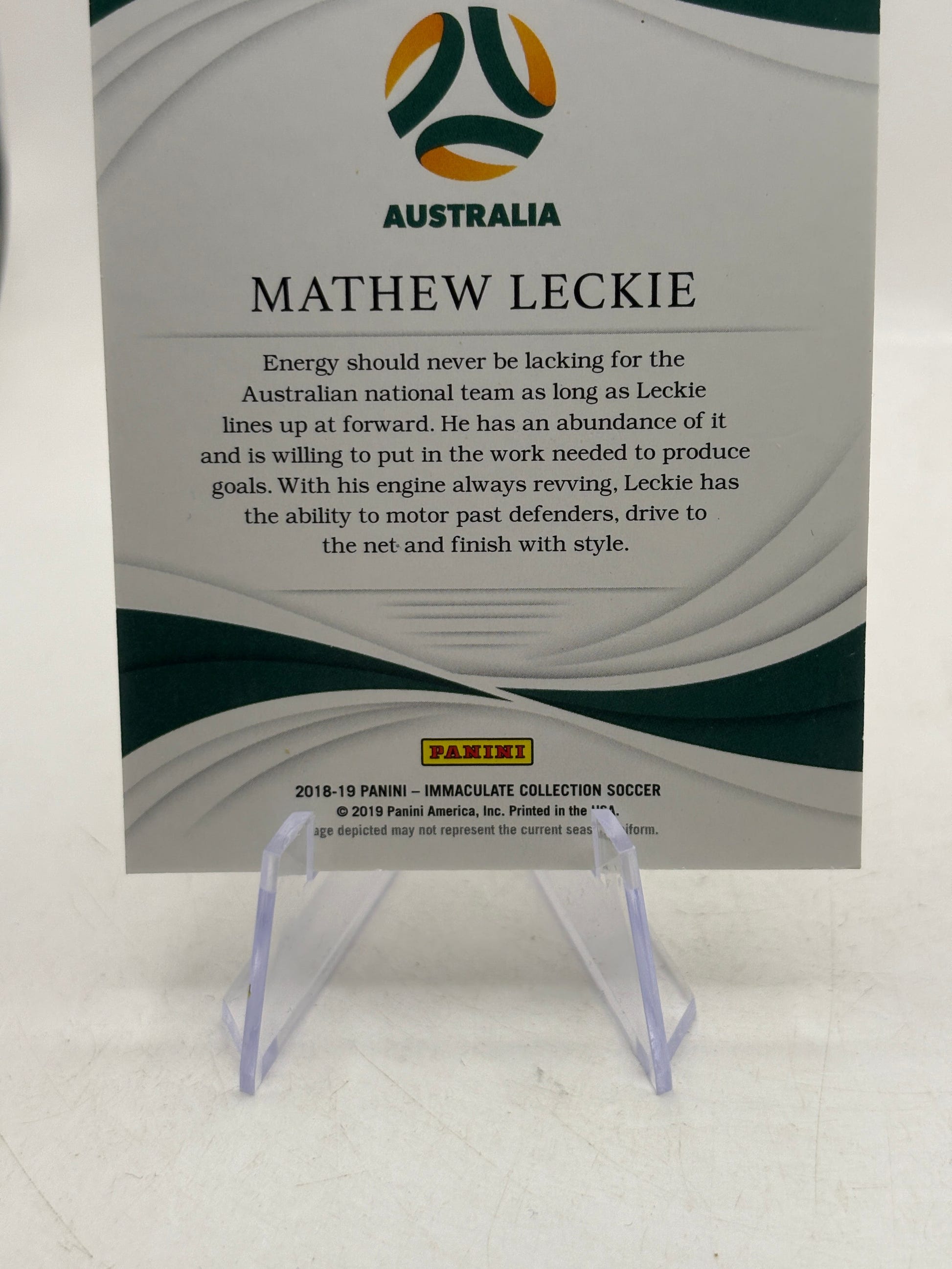 2018-19 Panini Immaculate Collection Soccer - Mathew Leckie #87 /65 FRENLY BRICKS - Open 7 Days image 4