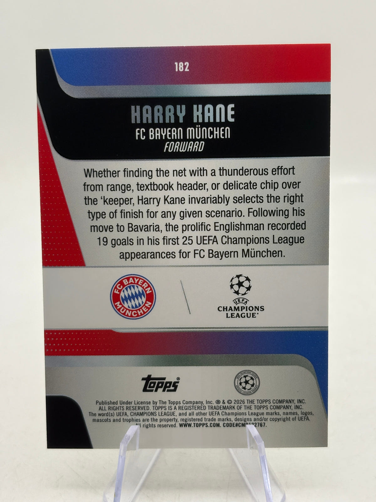 2026 Topps Chrome UEFA Champions League - Harry Kane #182 Green /99 FRENLY BRICKS - Open 7 Days image 2