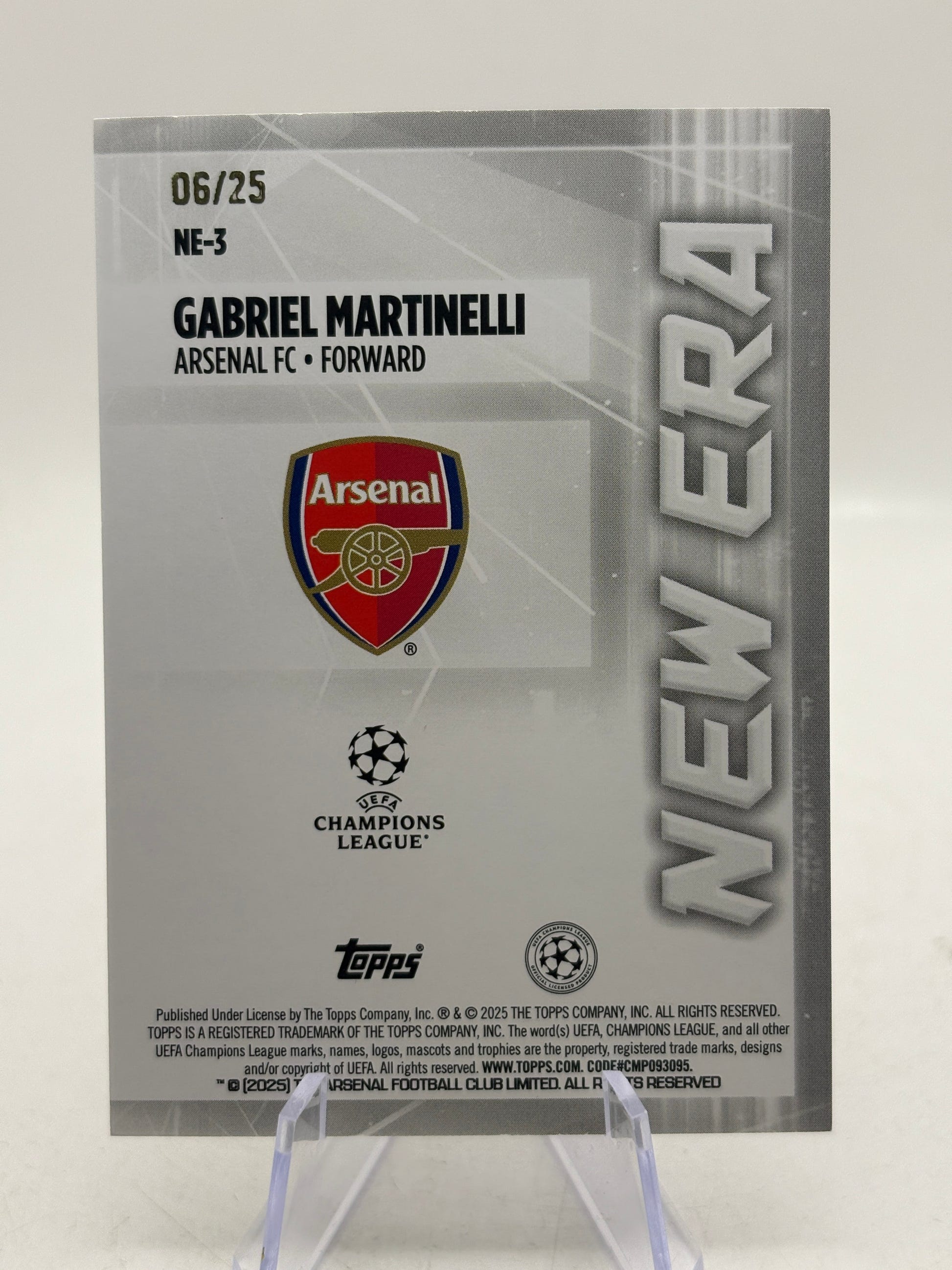 2025 Topps UEFA Champions League - NE-3 New Era Gabriel Martinelli /25 FRENLY BRICKS - Open 7 Days image 2